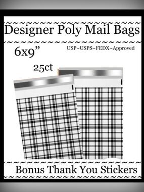 25ct 6x9’ Polymailer Bags~BONUS 25ct Free Stickers~New~